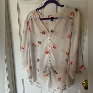 Torrid Georgette White Butterfly Blouse